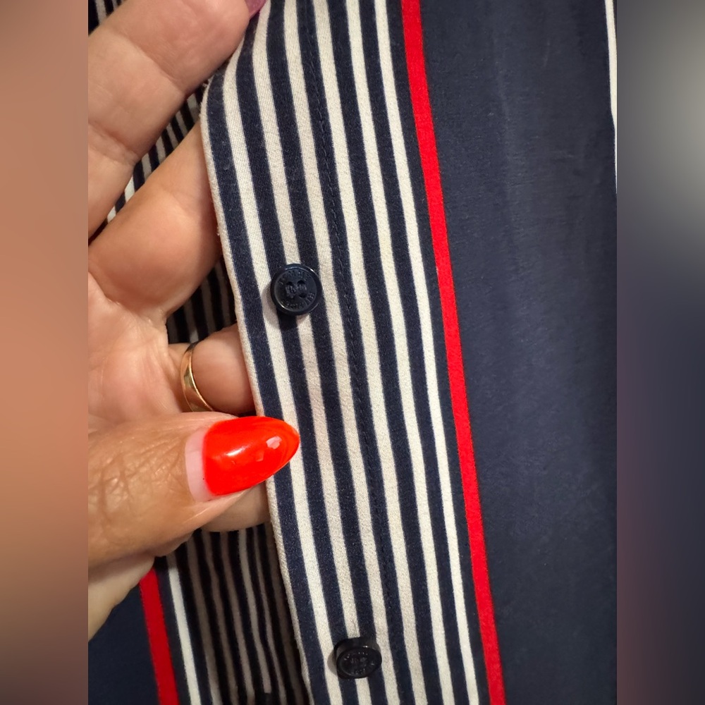 Gently used Tommy Hillfiger Sleeveless Navy & Stripe Shirt Dress with Belt - Picture 4 of 6